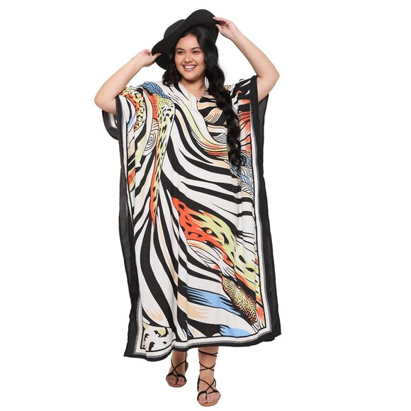 Gypsie Blu Digital Printed Caftan Dress Polyester Plus Size Maxi Dresses - Picture 1 of 7